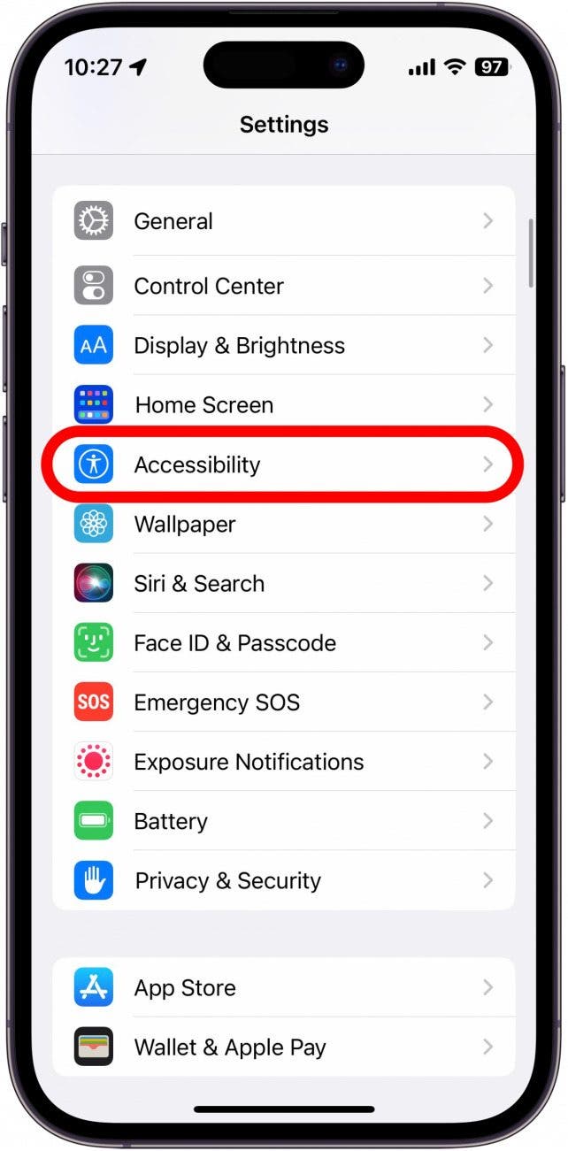 Open Settings, and tap Accessibility.