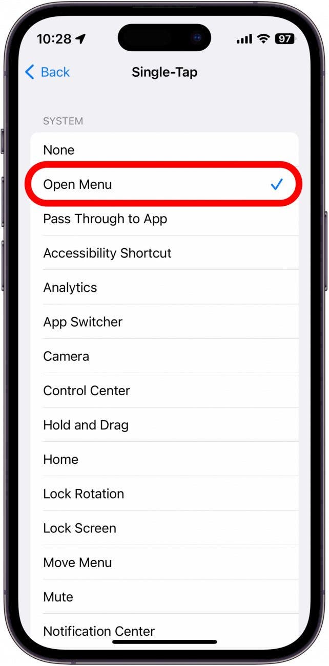 You can assign the Open Menu action to open a menu with a variety of other actions.