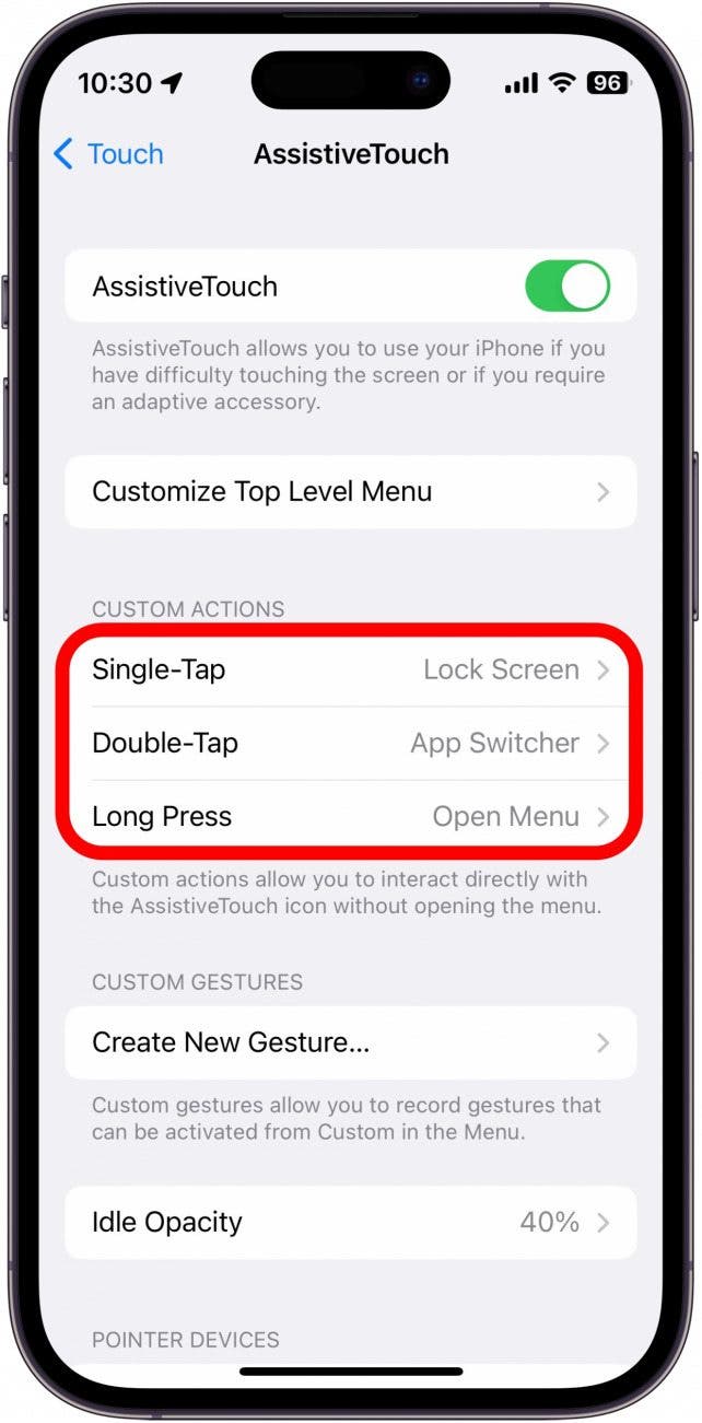 You can assign this or any action to a Single-Tap, a Double-Tap, or a Long Press.