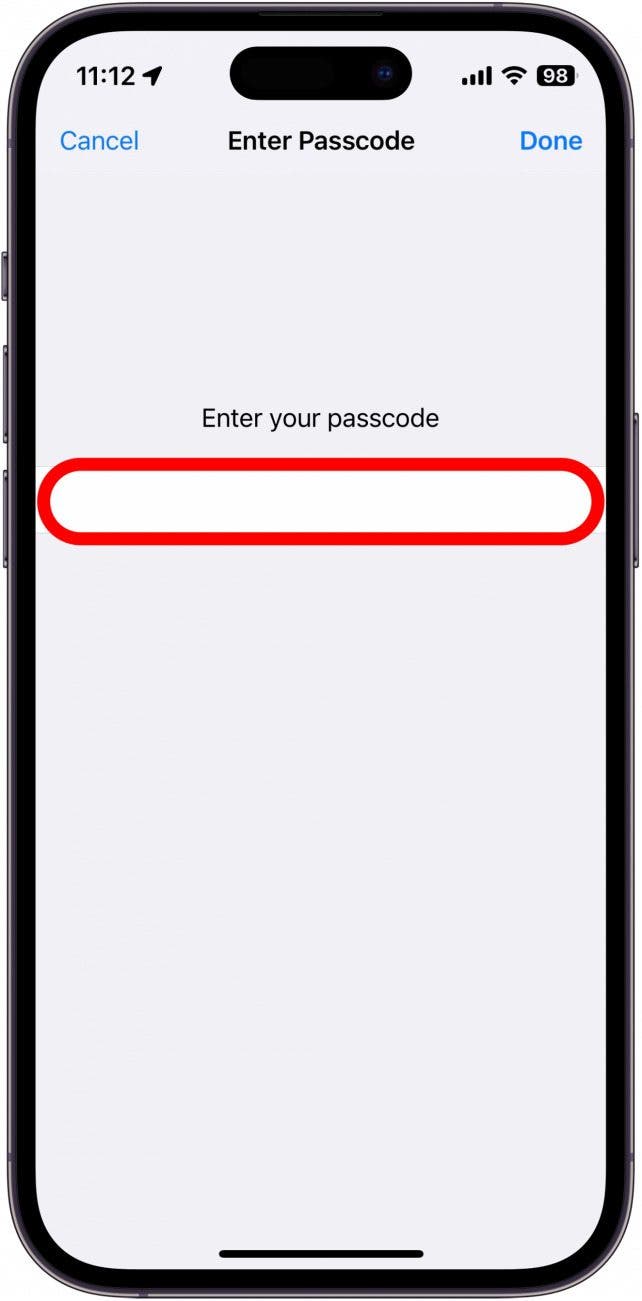 Enter your Passcode to continue.