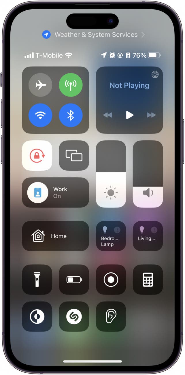 This will open Control Center.