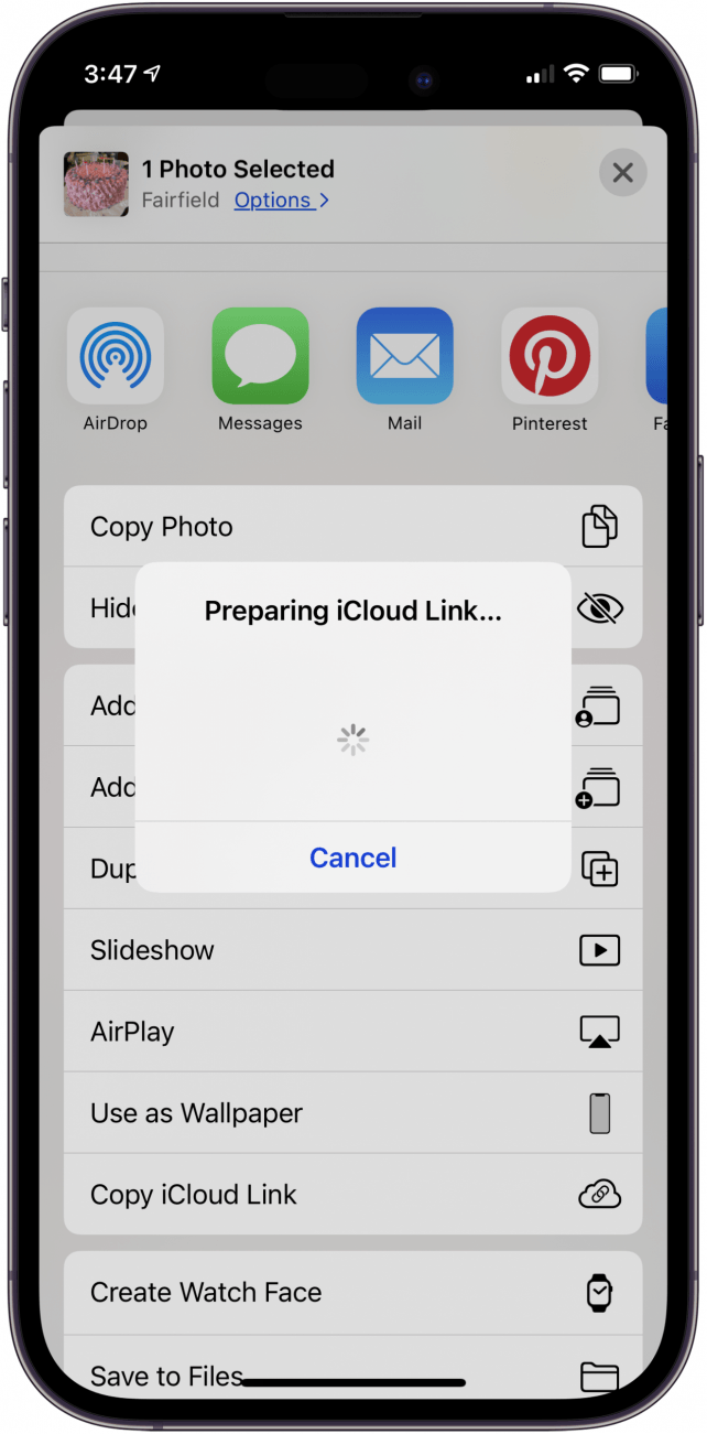 peparing icloud link