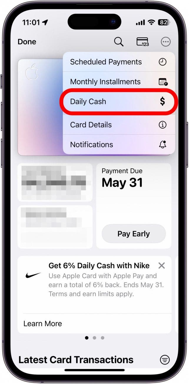 Tap Daily Cash.