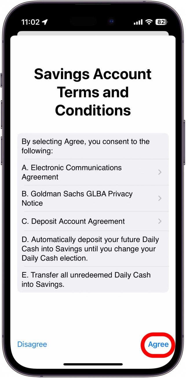 Tap Agree to agree to the terms and conditions.