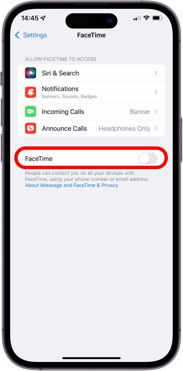 Toggle off FaceTime - imessage and facetime not working	