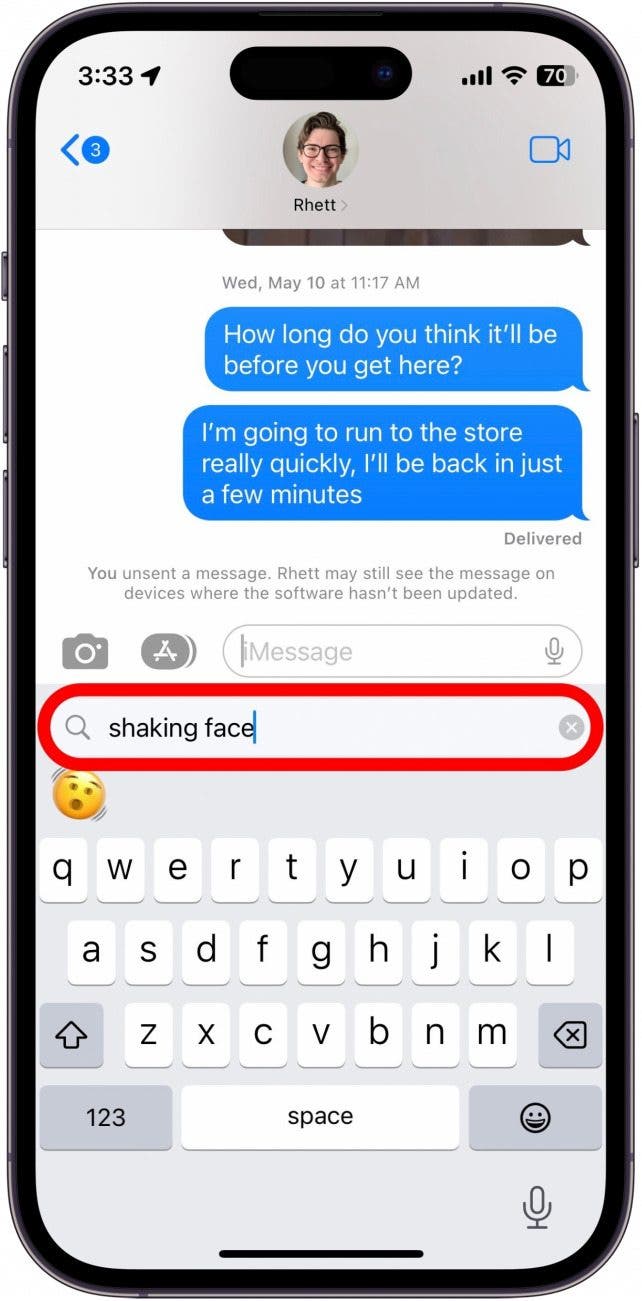 You can type a description of the emoji you’re looking for, such as “shaking face,” “pushing hand,” or “moose.”