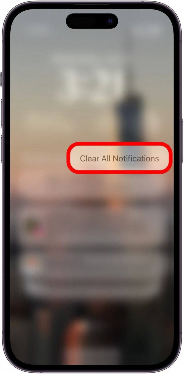 iphone notification center with clear all notifications button circled in red