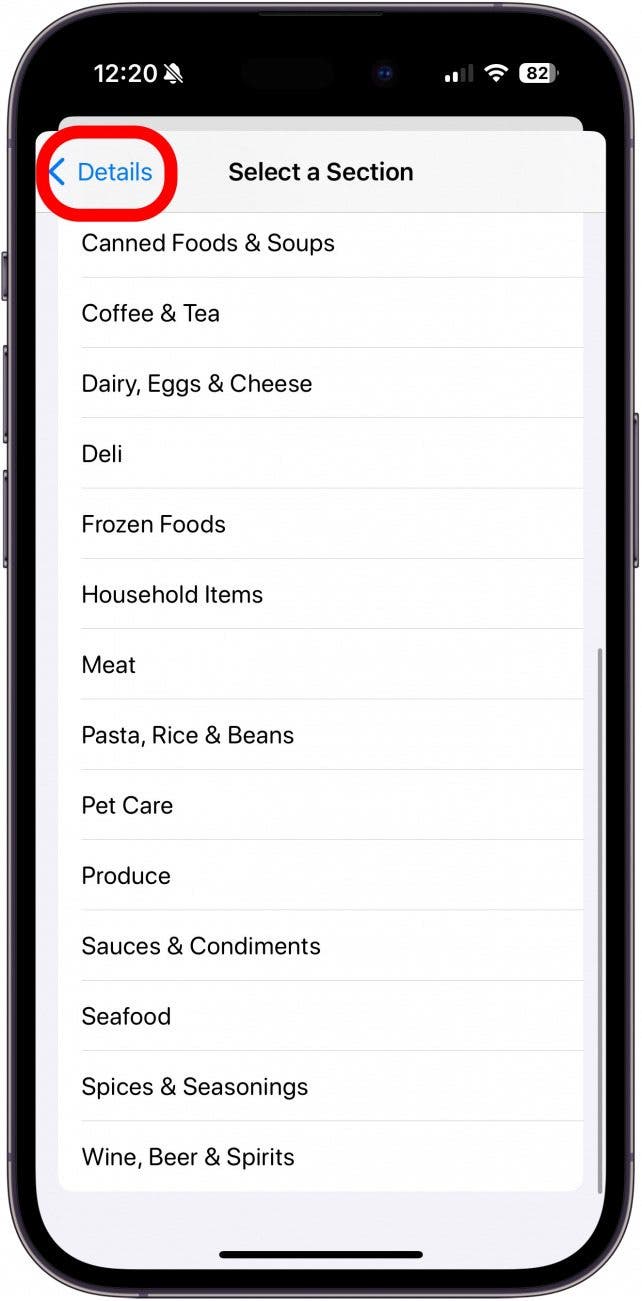 grocery list on iphone