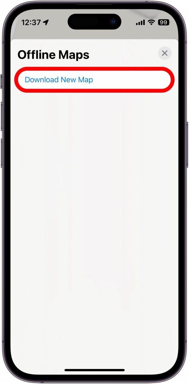 apple maps offline maps with download new map option circled in red