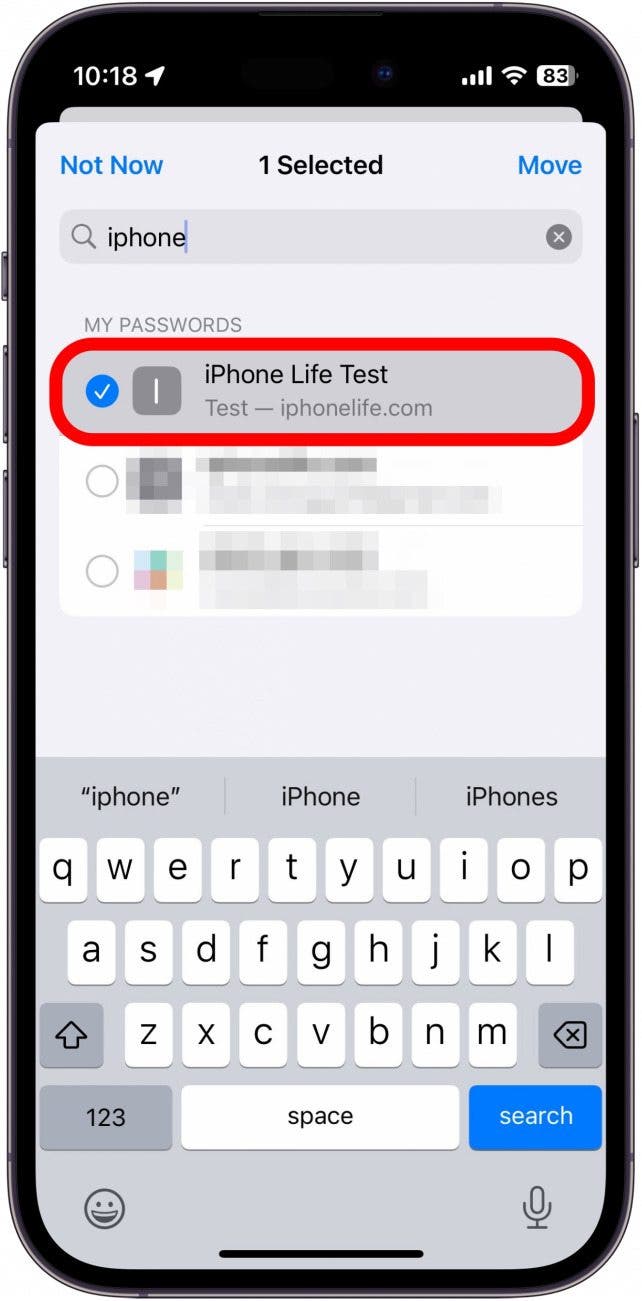 iphone create shared password group with password selection circled in red