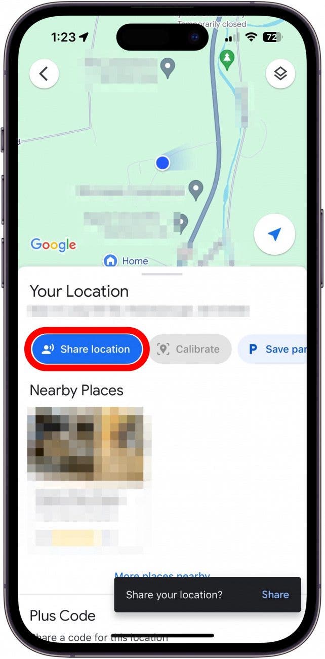 how to share location from iphone to android