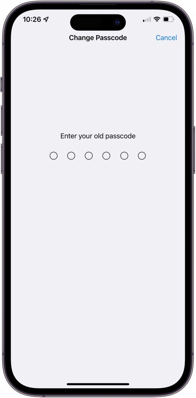 Enter your old passcode.