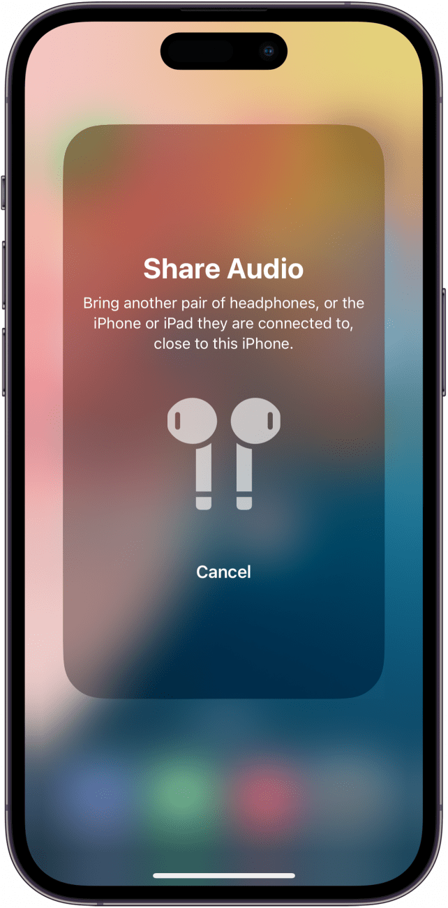 iphone share audio menu displaying an airpods icon