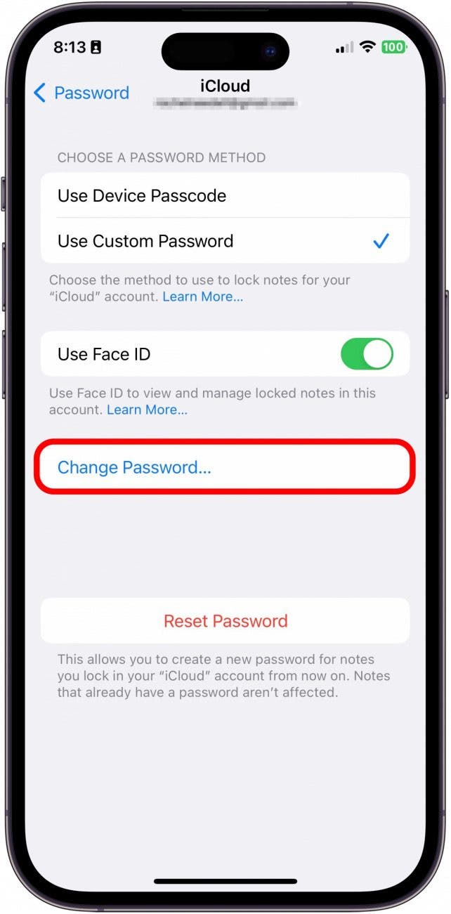 Tap Change Password.