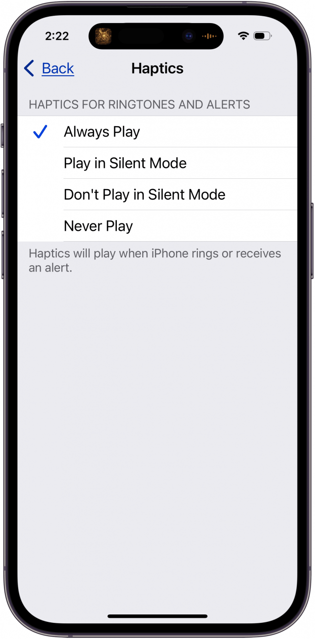 iphone vibration settings