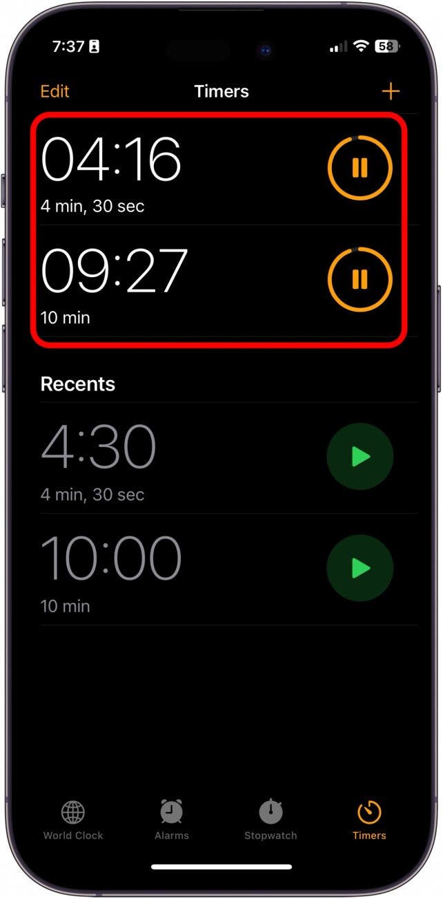 how to set multiple timers on iphone