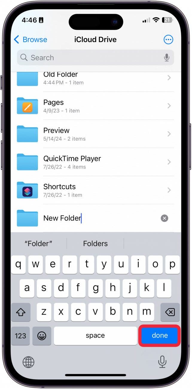 create a new folder in iphone