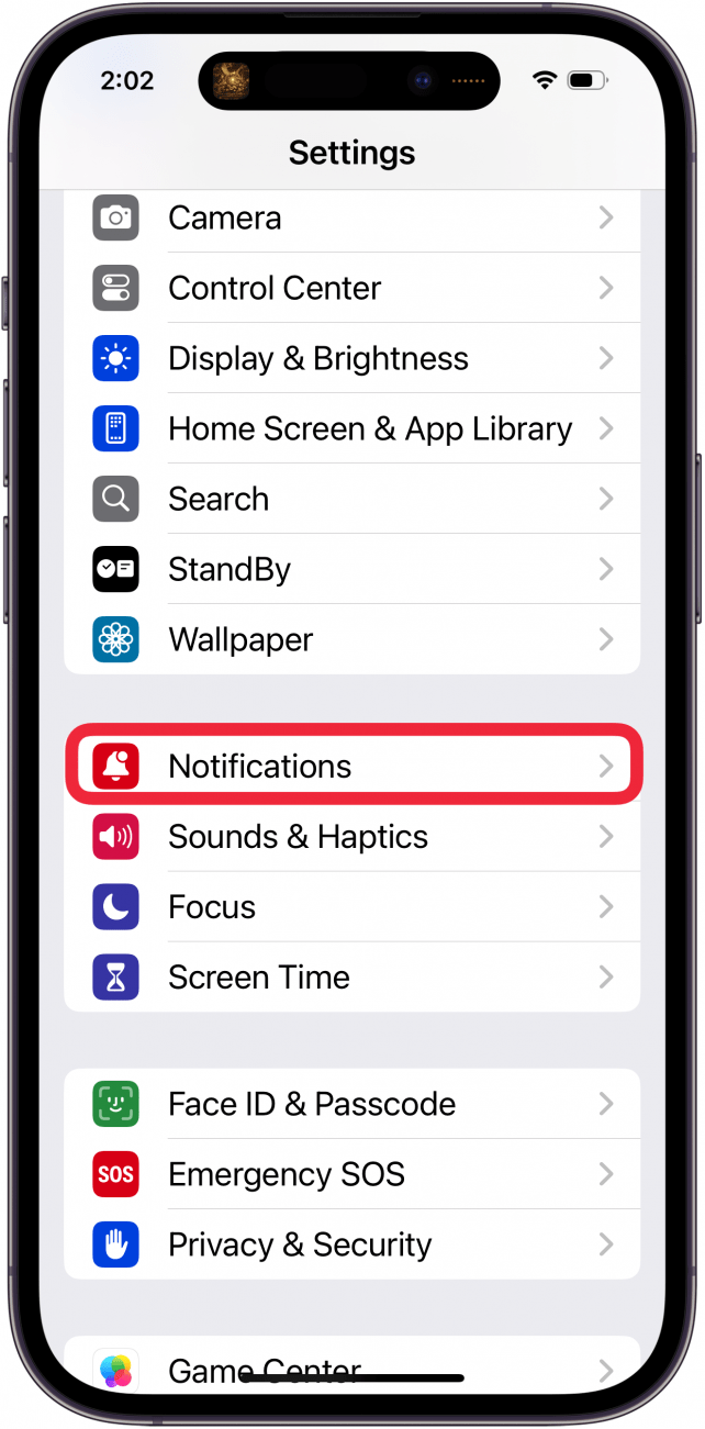 notifications in iphone settings