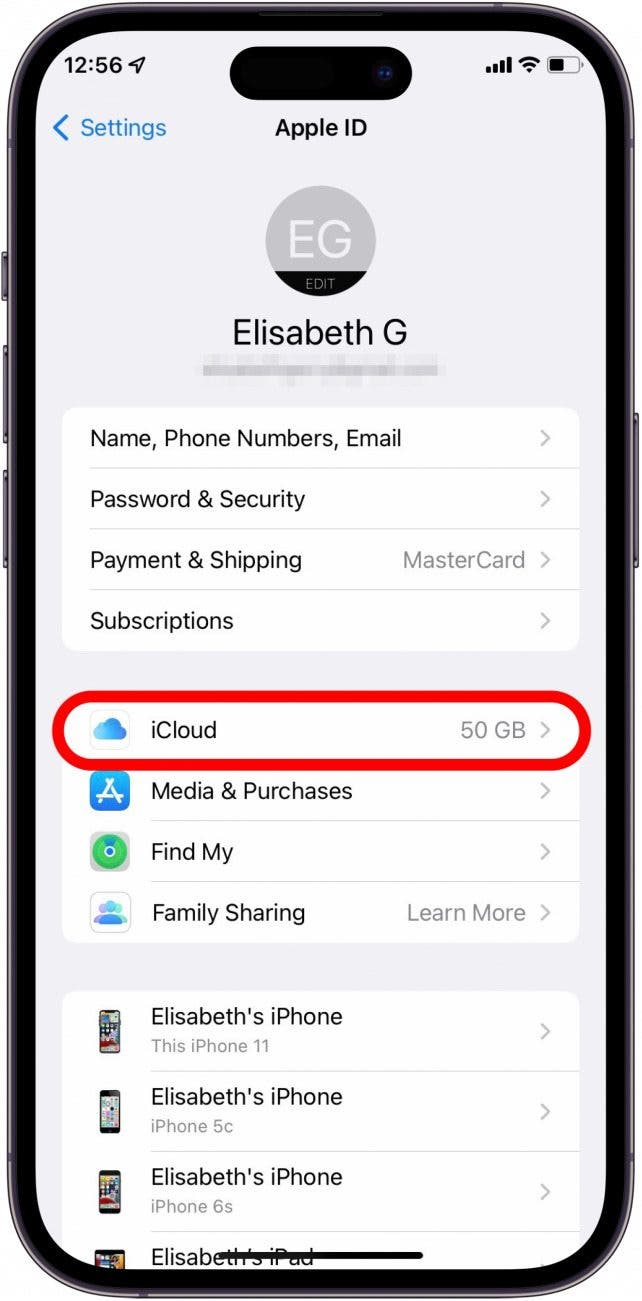 Tap iCloud