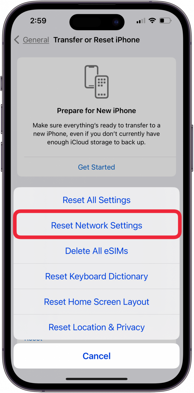 reset network settings if iphone not receiving group texts