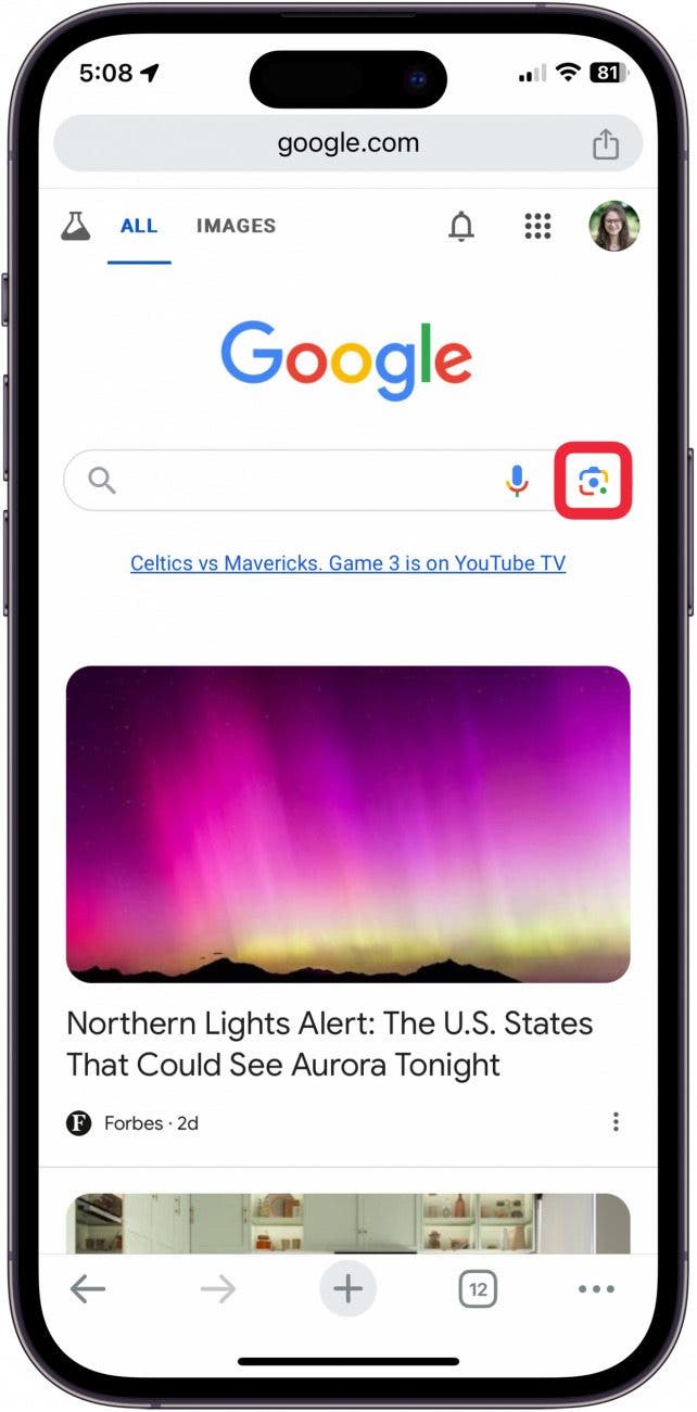 how to image search on iphone