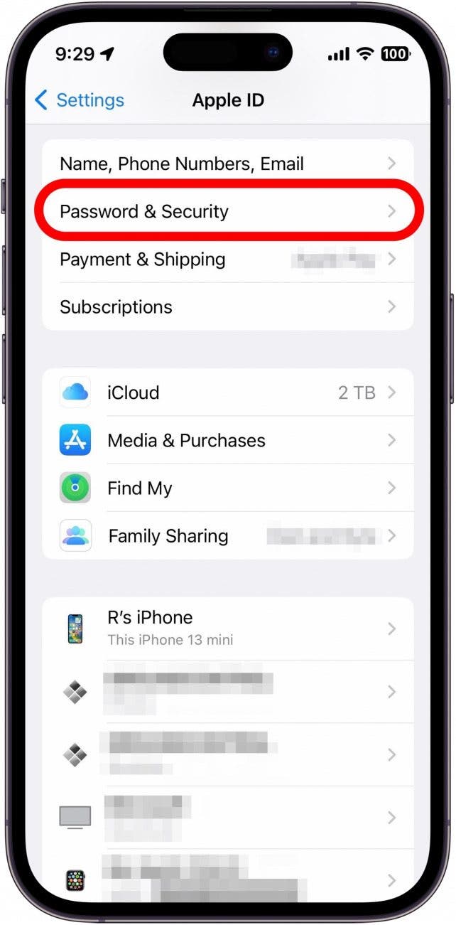 Tap Password & Security.