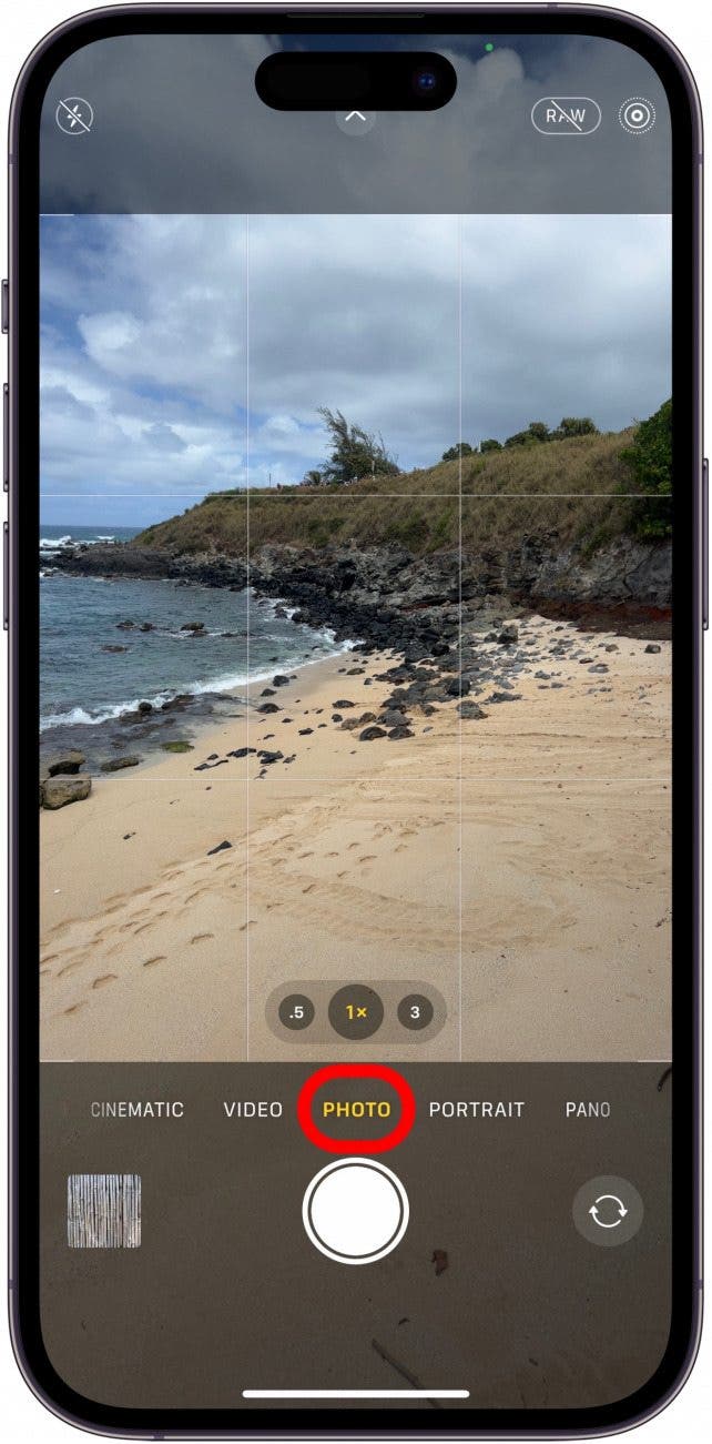 Open the Camera app and pick the photo or video mode of your choice.