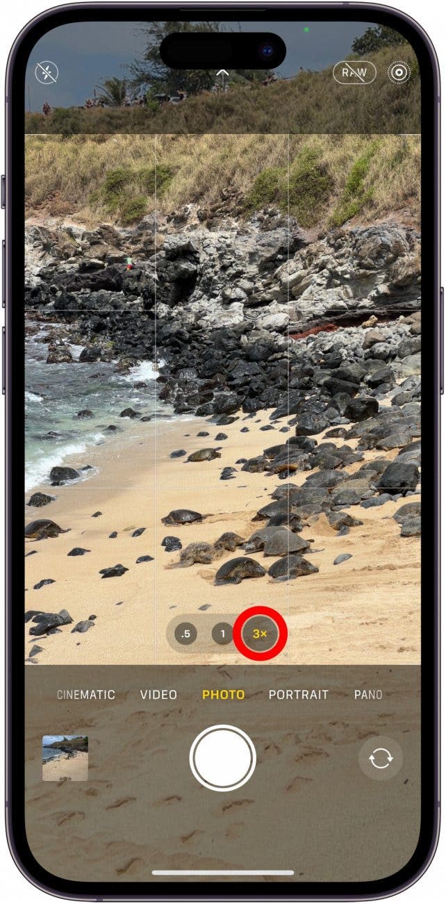 Tap 3x to zoom in and use the Telephoto lens. 
