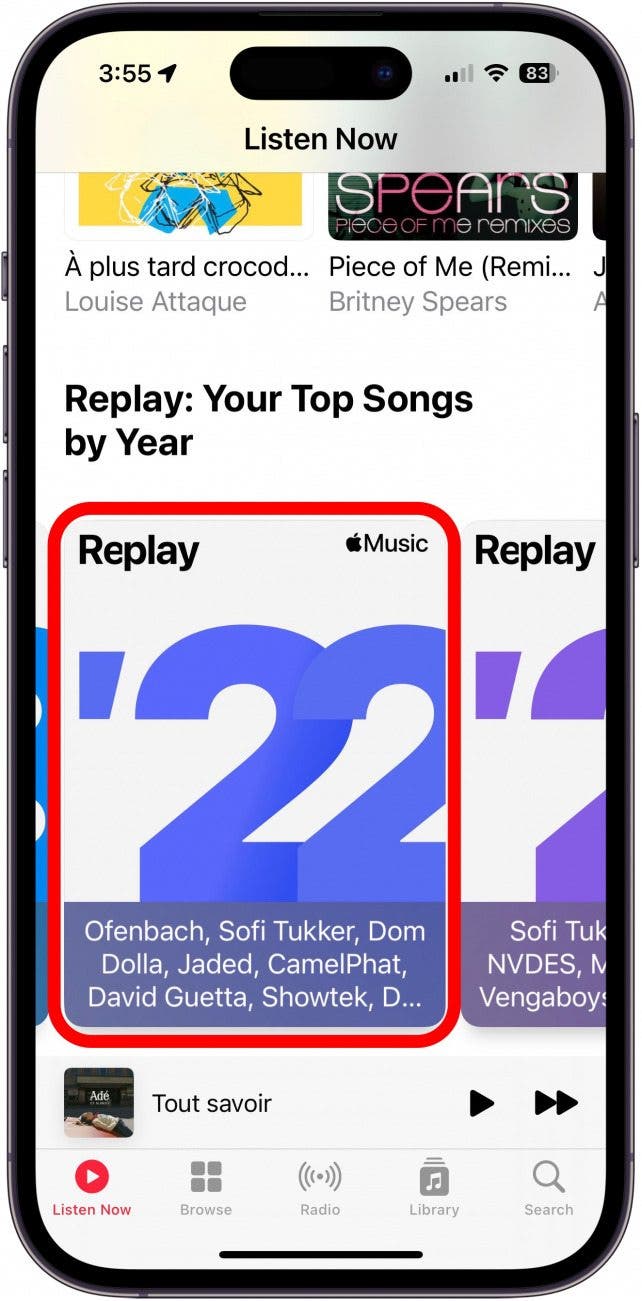 tap an apple replay option