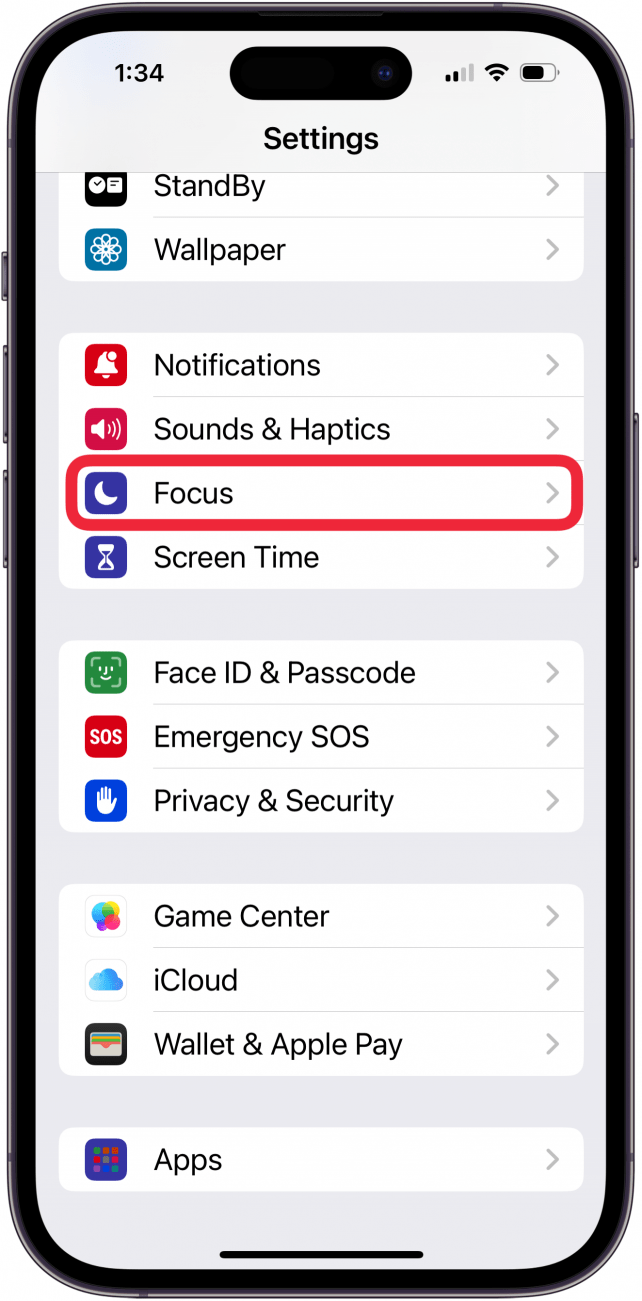 tap focus in iphone settings