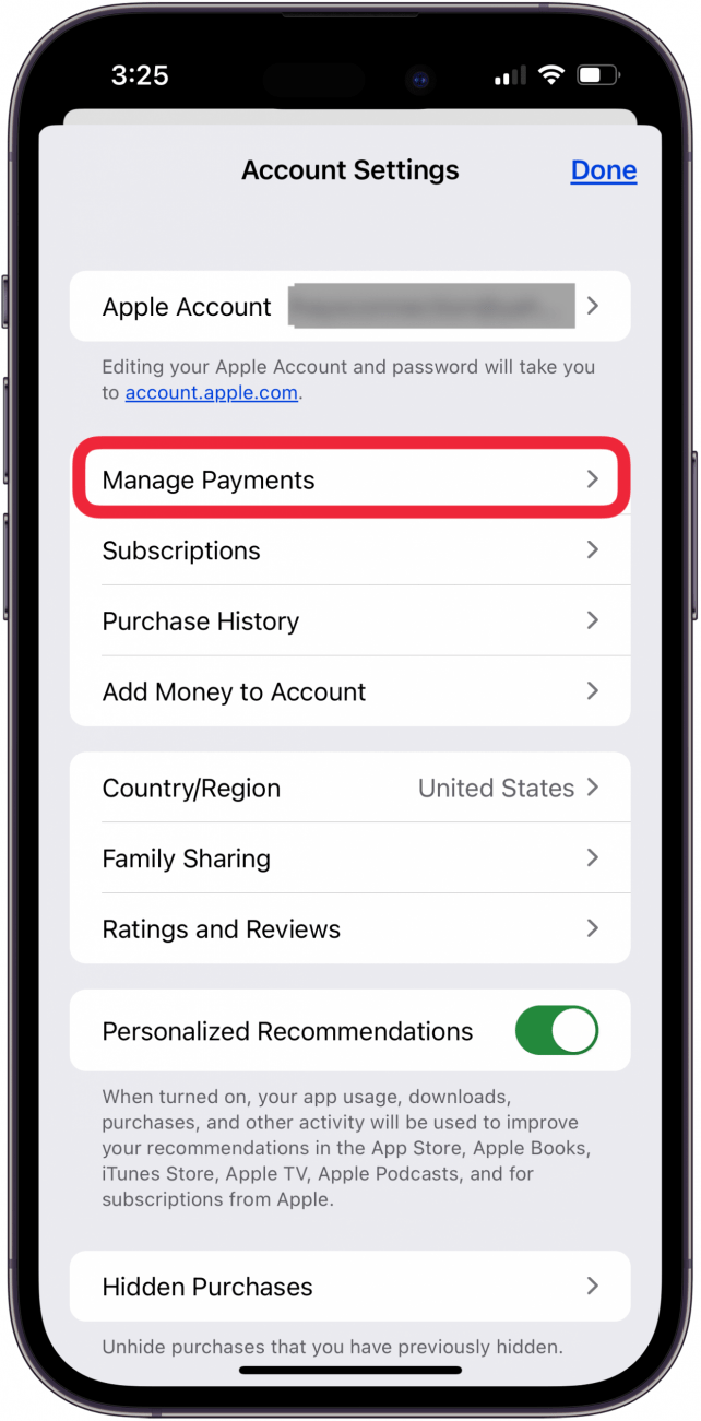 tap manage payments