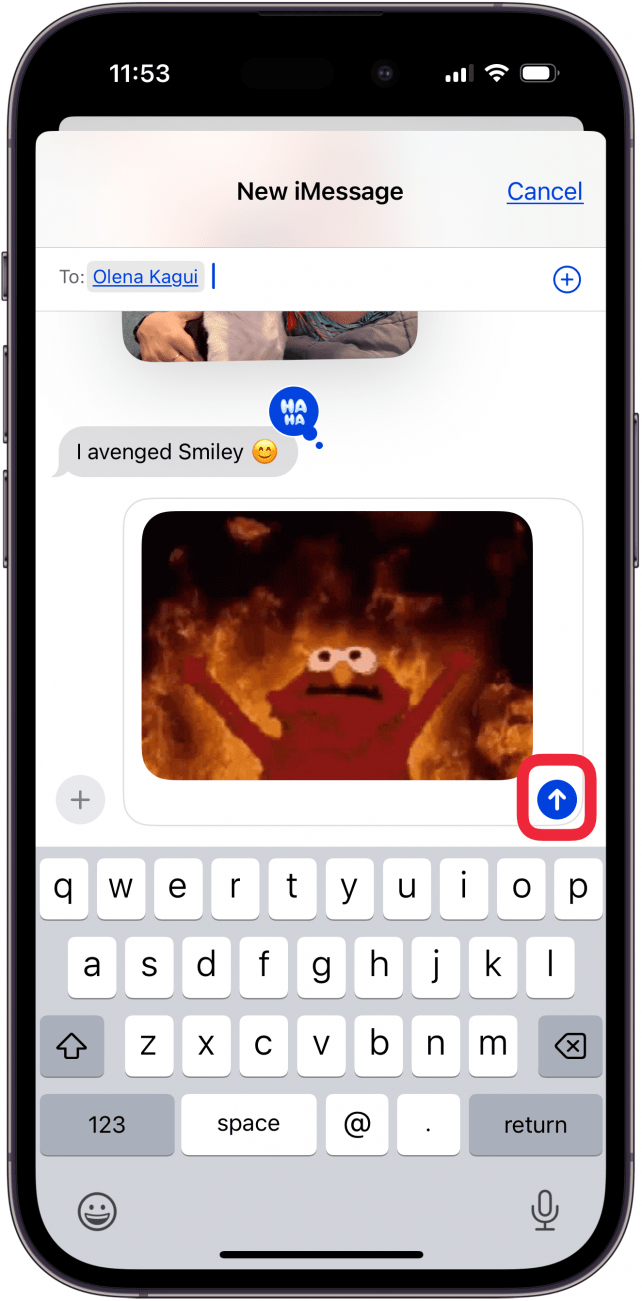 tap the send icon