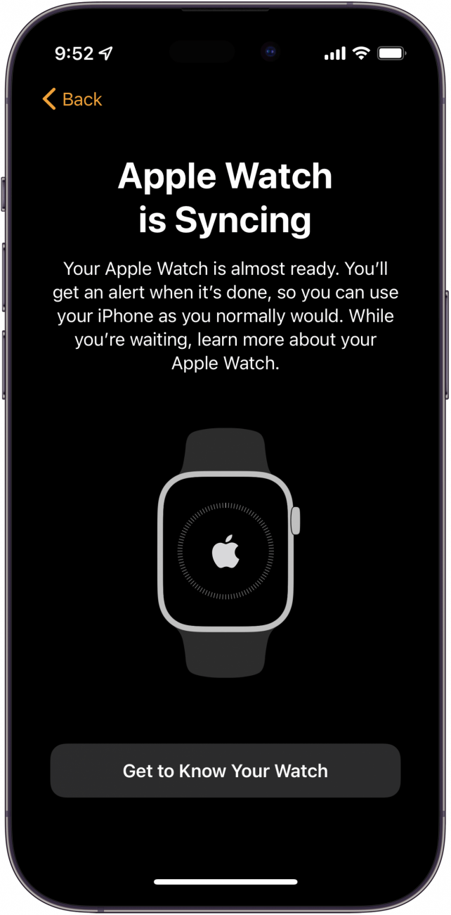 At the end, your Watch will automatically begin syncing. This should restore the connection between your Watch and iPhone.