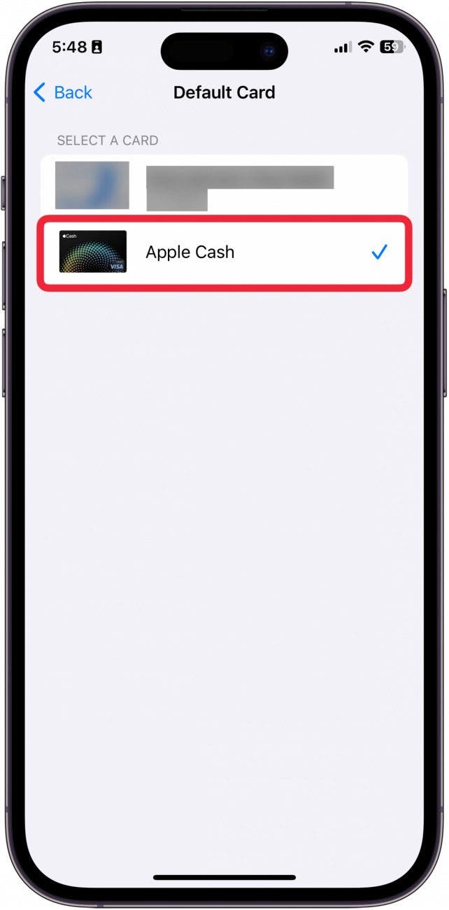 how to change default card in apple wallet