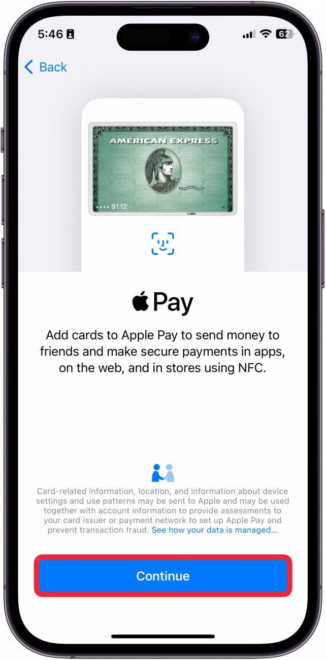 change apple pay default card