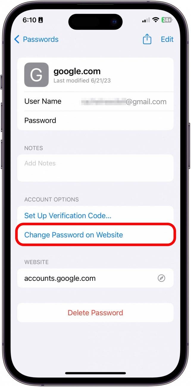 update email password on iphone