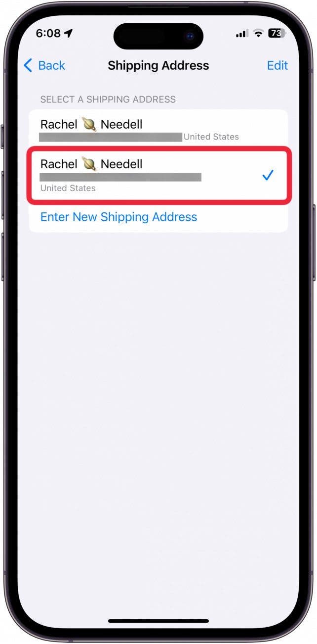 edit apple pay address