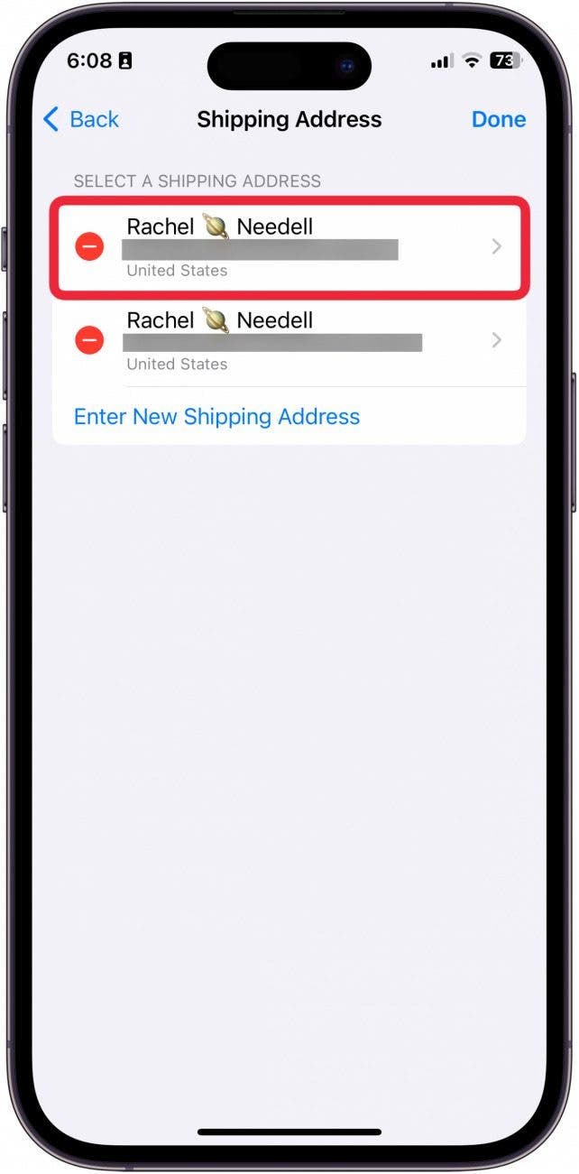 apple pay shipping address