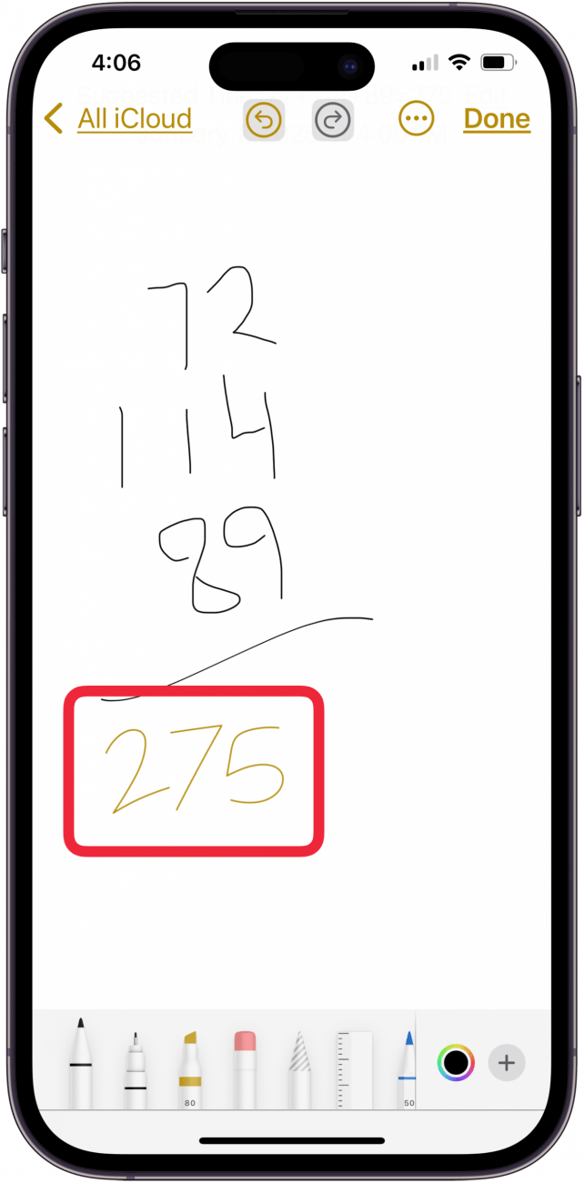 use apple math notes vertically