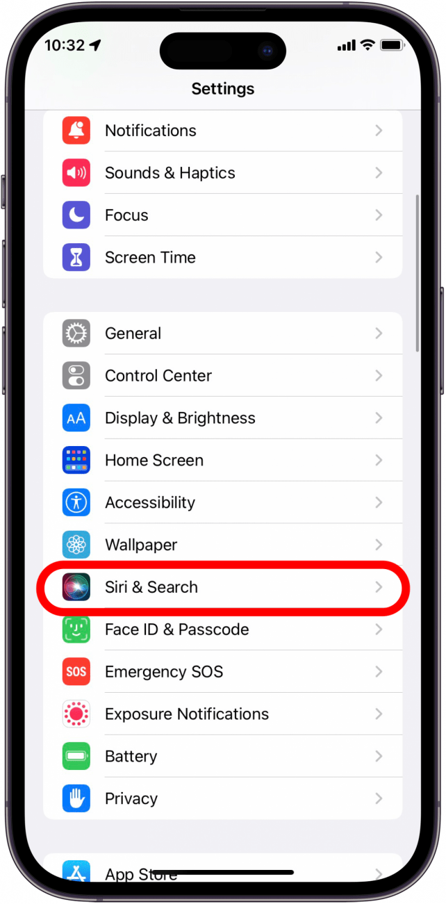 Tap Siri & Search