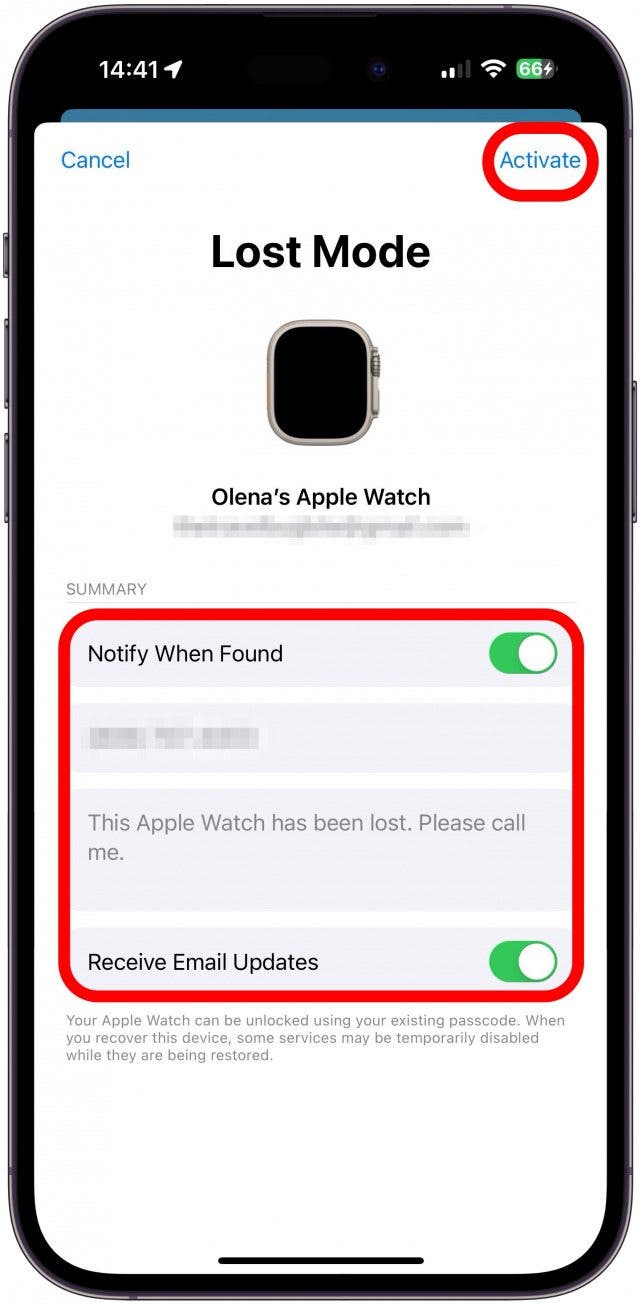 Apple watch hot sale lost mode