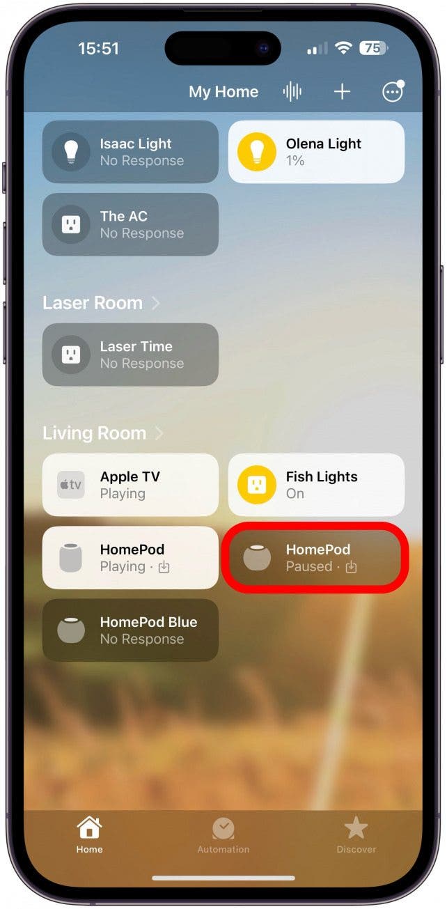 Long press on one of the HomePods listed until you see a menu pop up.