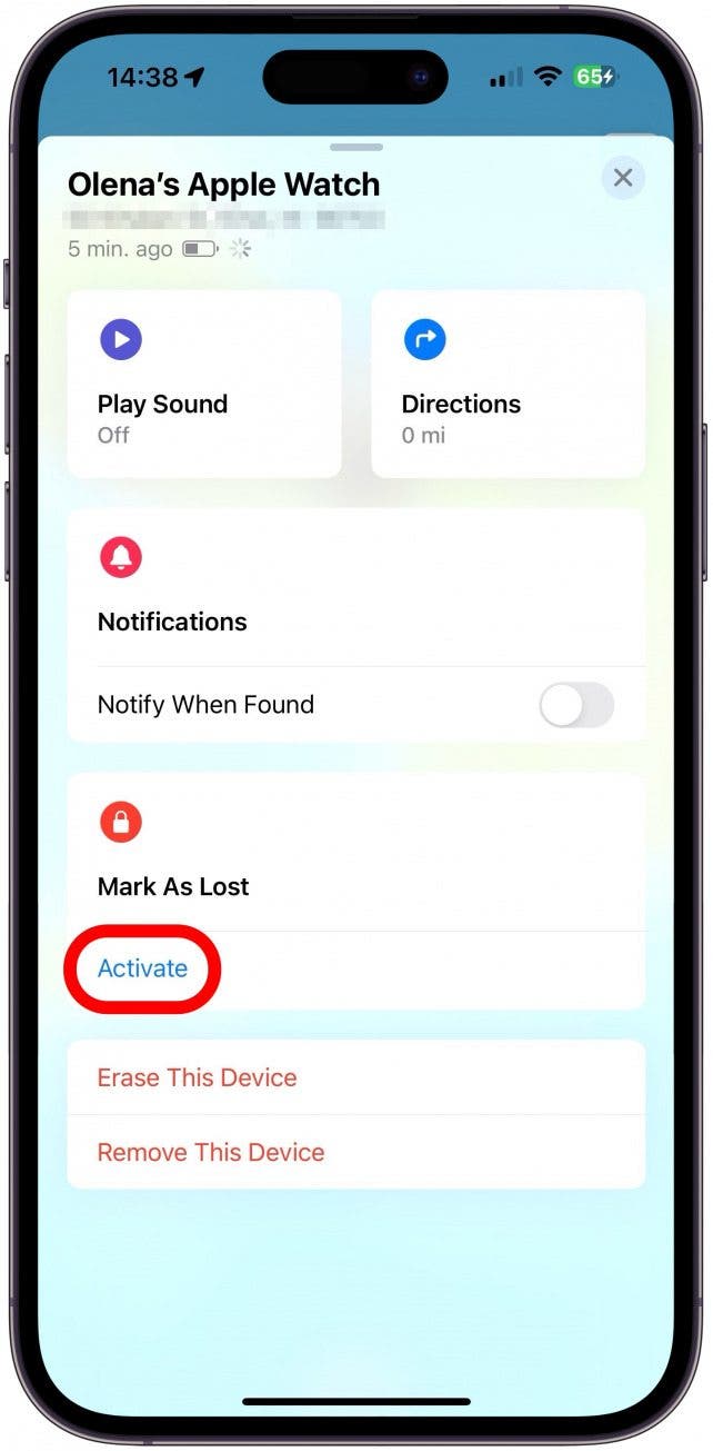 If you no longer see the location anymore, you’ll have to scroll down and mark it as lost. To do this, tap Activate under Mark As Lost.