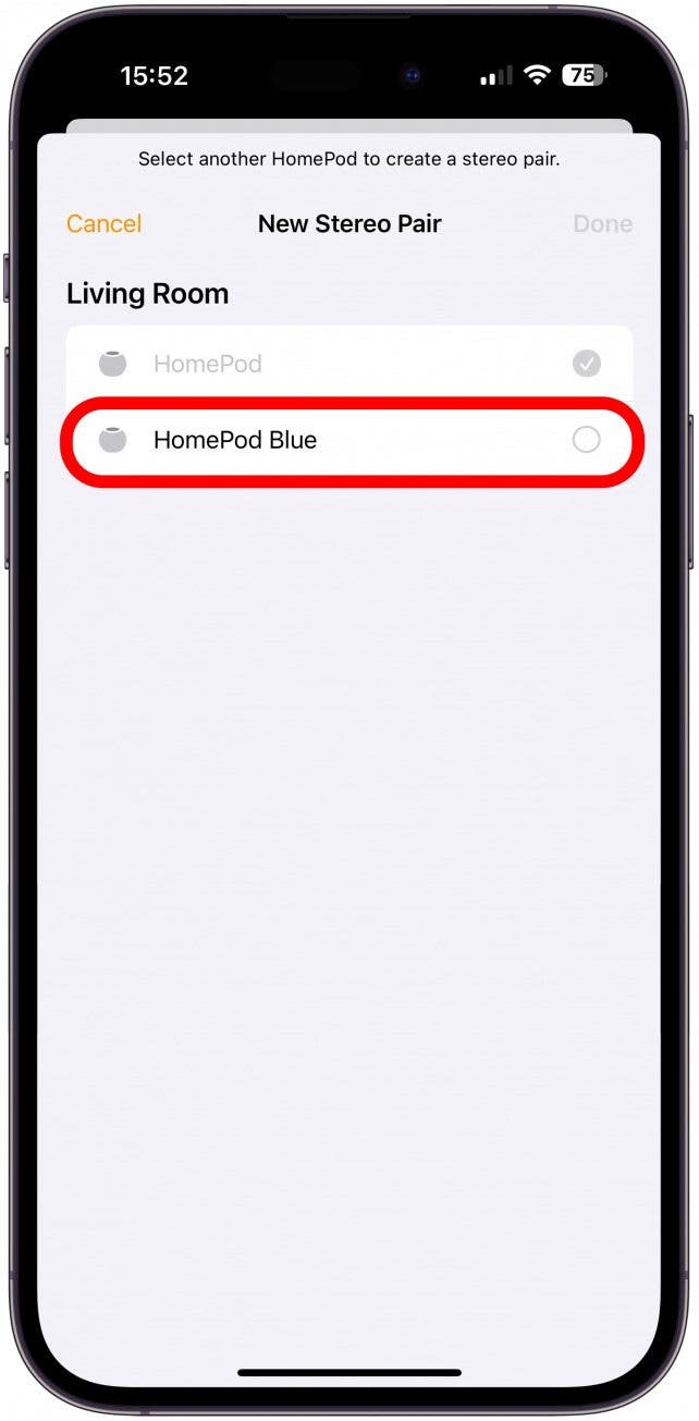 Select the second HomePod.