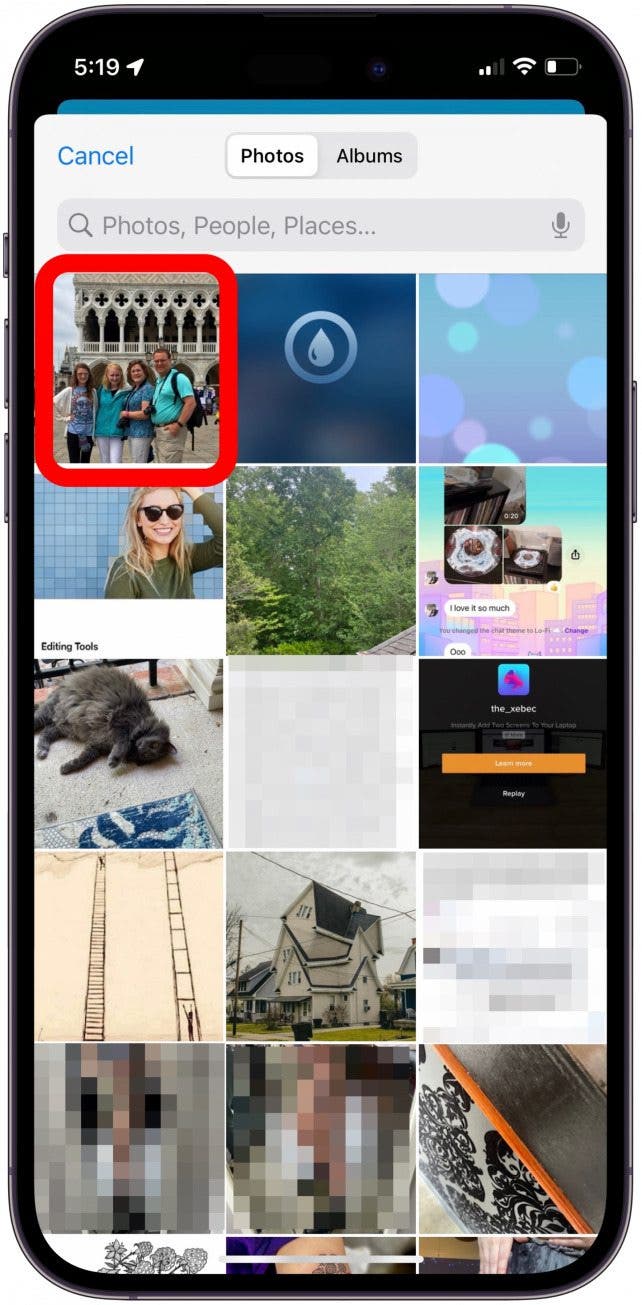 select a photo from camera roll 