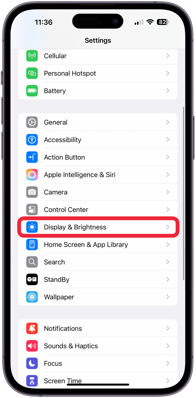Tap Display & Brightness.