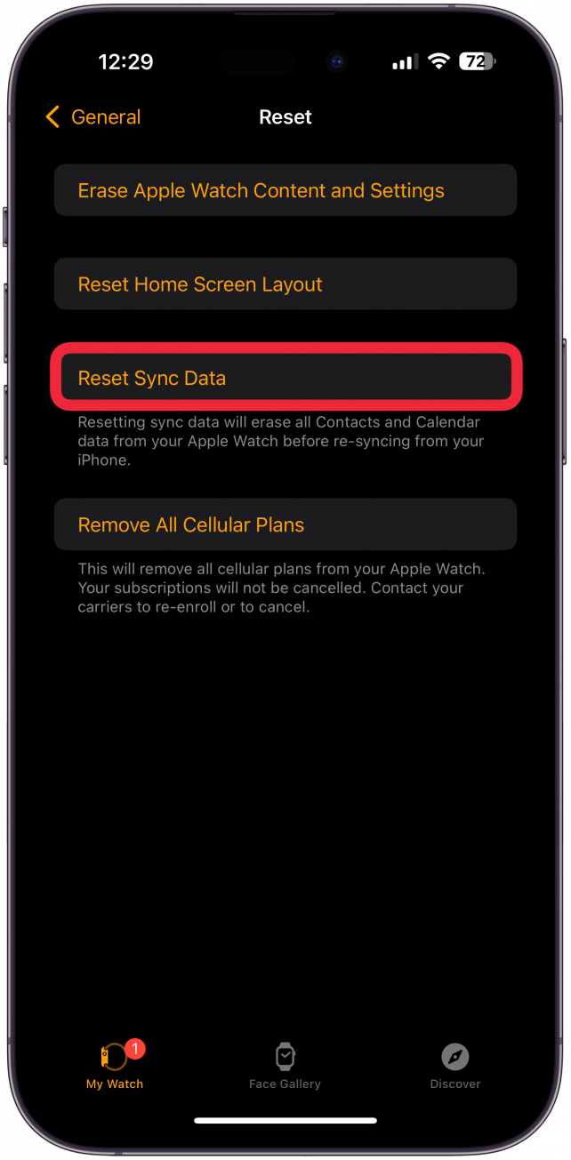 Tap Reset Sync Data.