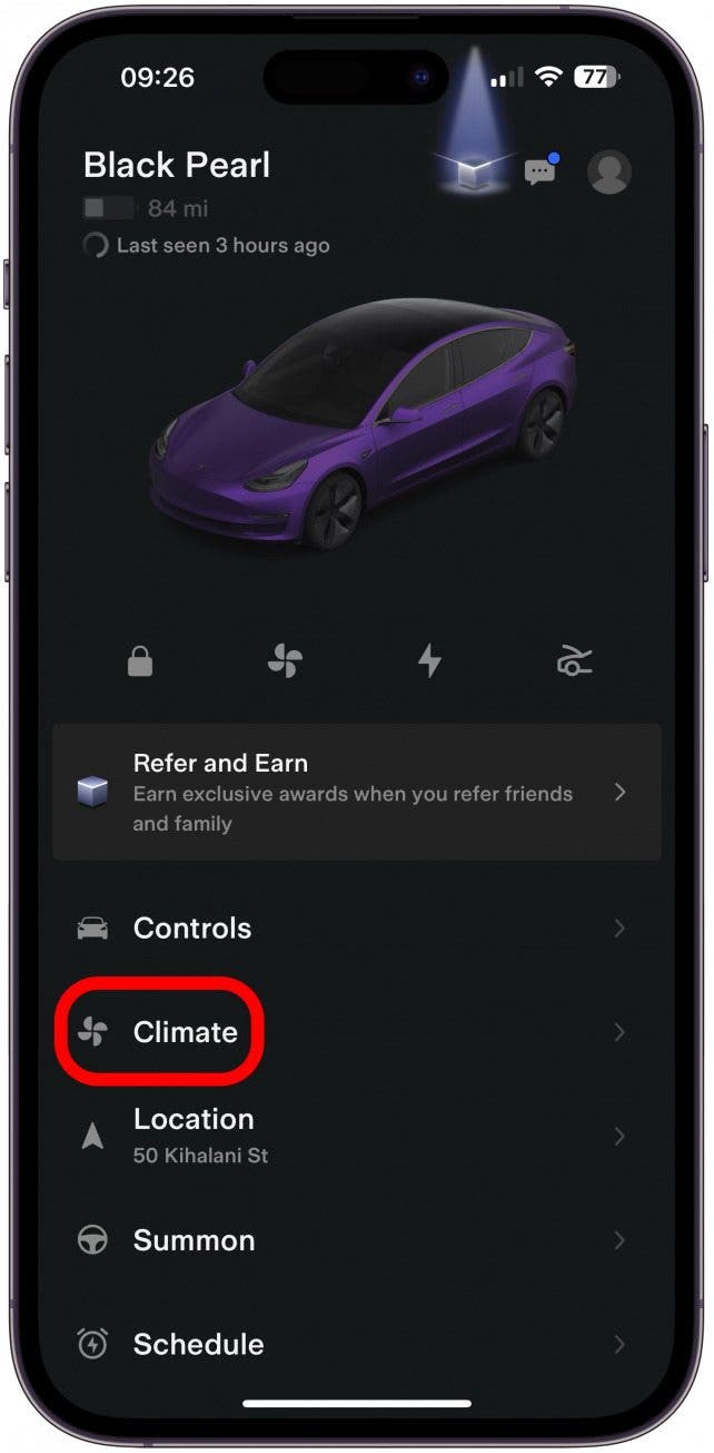 Open the app and tap Climate.