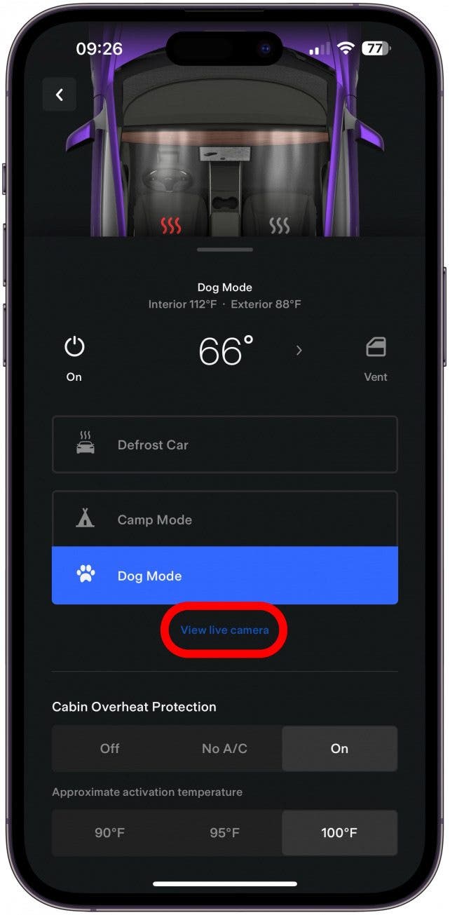 You can change the temperature using the arrows next to the temperature. The minimum is 66°F (19°C) and the maximum is 78°F (25°C).