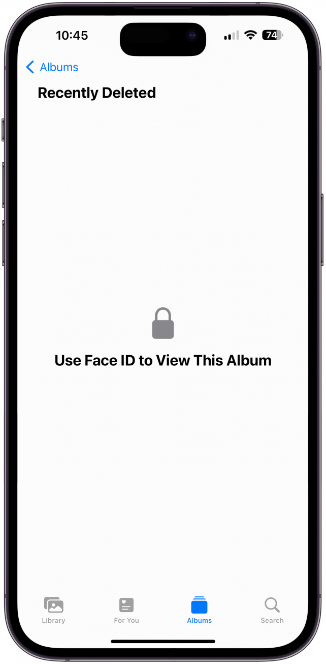 You will need to use Face ID or your passcode to view this album.